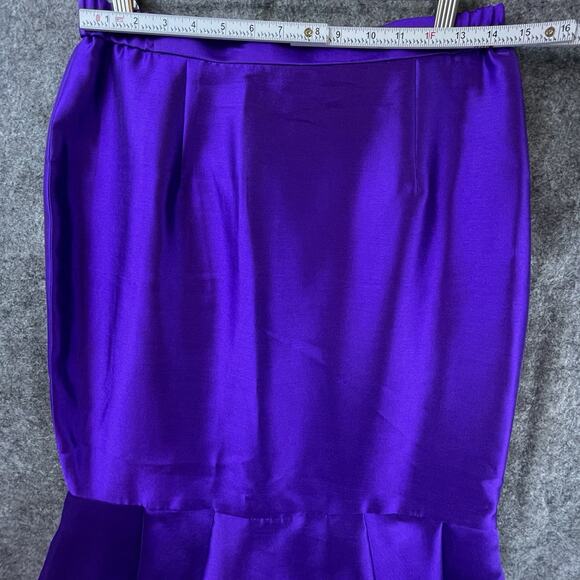 Tally Taylor Skirt Suit Womens 8 Purple Gold Ruffle Bold MOB Special Occassion - Picture 6 of 7